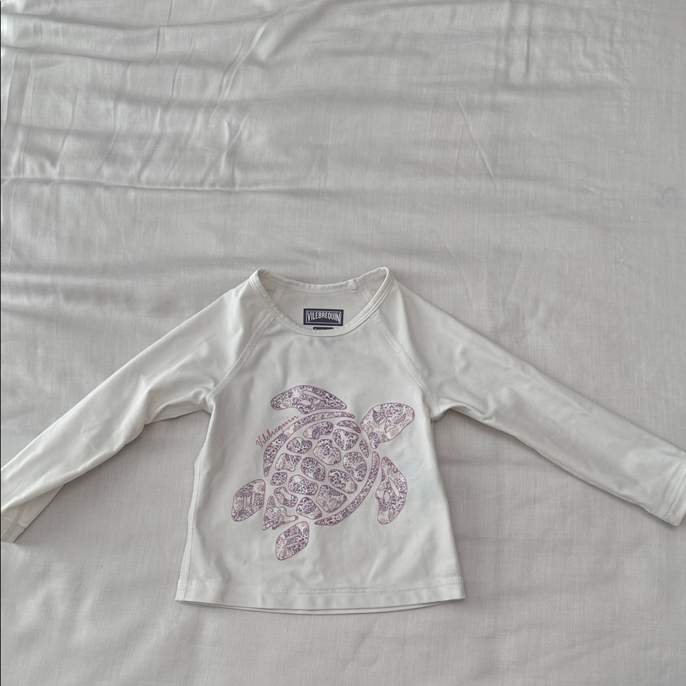 Vilebrequin Kids Cream Long Sleeve Turtle Tee